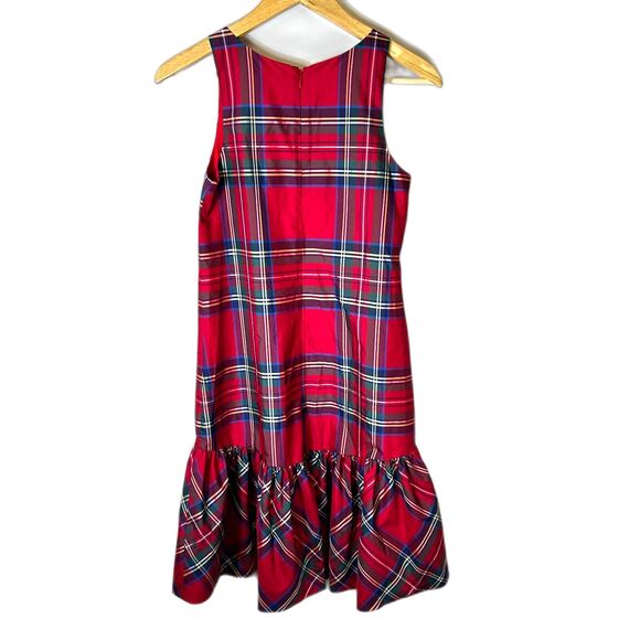 Vineyard Vines Red Tartan Plaid Taffeta Sleeveless Ruffle Hem Party Dress Sz 00 - Picture 9 of 13